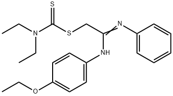 CARBAMODITHIOIC ACID, DIETHYL-, 2-((4-ETHOXYPHENYL)AMINO)-2-(PHENYLIMI NO)ETHYL E