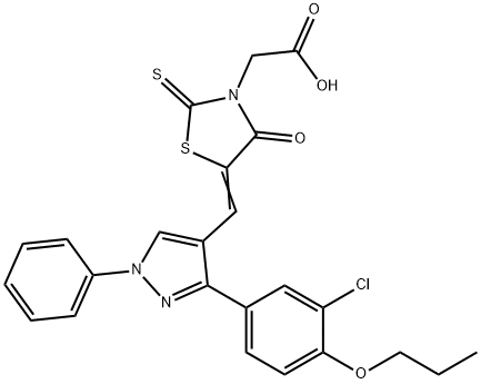 [(5Z)-5-{[3-(3-chloro-4-propoxyphenyl)-1-phenyl-1H-pyrazol-4-yl]methylidene}-4-oxo-2-thioxo-1,3-thiazolidin-3-yl]acetic acid