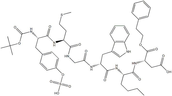 t-butyloxycarbonyl-(sulfo-Tyr)-Met-Gly-Trp-Nle-Asp 2-phenylethyl ester