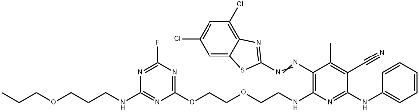 2-[6-Anilino-5-cyano-2-[2-[2-[4-fluoro-6-(3-propoxypropylamino)-1,3,5-triazin-2-yloxy]ethoxy]ethylamino]-4-methyl-3-pyridylazo]-4,6-dichlorobenzothiazole