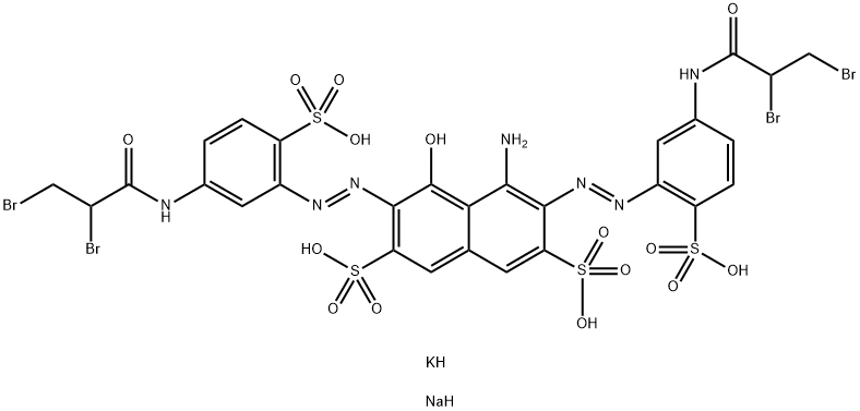 2,7-Naphthalenedisulfonic acid, 4-amino-3,6-bis5-(2,3-dibromo-1-oxopropyl)amino-2-sulfophenylazo-5-hydroxy-, potassium sodium salt