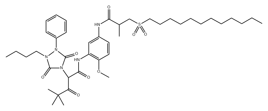 1,2,4-Triazolidine-4-acetamide, 1-butyl-alpha-(2,2-dimethyl-1-oxopropyl)-N-[5-[[3-(dodecylsulfonyl)-2-methyl-1-oxopropy] amino-2-methoxyphenyl]-3,5-dioxo-2-phenyl-