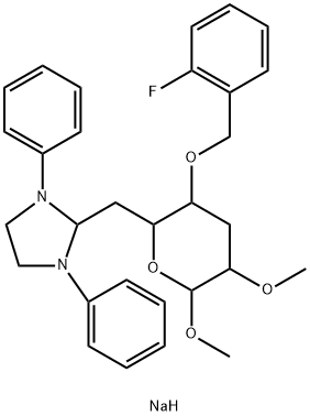 .alpha.-D-ribo-Hexopyranoside, methyl 3,6-dideoxy-6-(1,3-diphenyl-2-imidazolidinyl)-4-O-(2-fluorophenyl)methyl-2-O-methyl-, monosodium salt