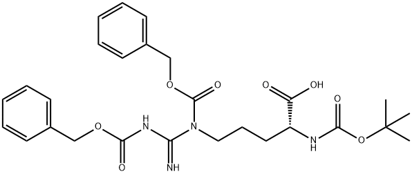 BOC-D-ARG(Z)2-OH;BOC-D-DIBENZYLOXYCARBONYL ARGININE;BOC-D-ARG(Z)2-OH;BOC-D-ARGININE(Z)2-OH;BOC-N-OMEGA,N-OMEGA'-BIS-Z-D-ARGININE;N-ALPHA-T-BUTOXYCARBONYL-N-OMEGA1,N-OMEGA2-BIS-CARBOBENZOXY-D-ARGININE;N-ALPHA-T-BUTOXYCARBONYL-N-OMEGA1,N-OMEGA2-DI-CARBOBENZOXY-D-ARGININE;BO