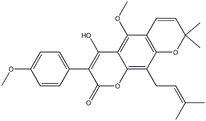 4-Hydroxy-5-methoxy-3-(4-methoxyphenyl)-8,8-dimethyl-10-(3-methyl-2-butenyl)-2H,8H-benzo[1,2-b:5,4-b']dipyran-2-one