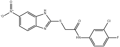 N-(3-chloro-4-fluorophenyl)-2-[(5-nitro-1H-benzimidazol-2-yl)sulfanyl]acetamide