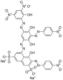 5-[[2,4-Dihydroxy-5-[(2-hydroxy-3,5-dinitrophenyl)azo]-3-[(4-nitrophenyl)azo]phenyl]azo]-4-hydroxy-3-[(4-nitrophenyl)azo]-2,7-naphthalenedisulfonic acid disodium salt