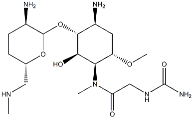 4-Amino-1-[[[(aminocarbonyl)amino]acetyl]methylamino]-3-O-[2-amino-2,3,4,6-tetradeoxy-6-(methylamino)-α-D-erythro-hexopyranosyl]-1,4,5-trideoxy-6-O-methyl-L-chiro-inositol