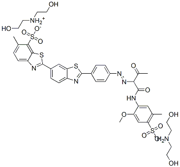 bis[bis(2-hydroxyethyl)ammonium] 2'-[4-[[1-[[(2-methoxy-5-methyl-4-sulphonatophenyl)amino]carbonyl]-2-oxopropyl]azo]phenyl]-6-methyl[2,6-dibenzothiazole]-7-sulphonate