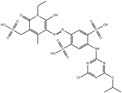2-[[4-chloro-6-isopropoxy-1,3,5-triazin-2-yl]amino]-5-[[1-ethyl-1,6-dihydro-2-hydroxy-4-methyl-6-oxo-5-(sulphomethyl)-3-pyridyl]azo]-benzene-1,4-disulphonic acid