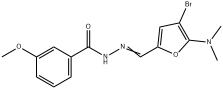 Benzoic  acid,  3-methoxy-,  [[4-bromo-5-(dimethylamino)-2-furanyl]methylene]hydrazide  (9CI)