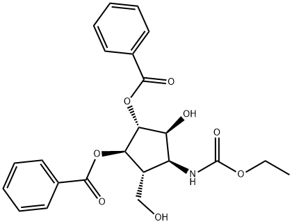 Carbamic acid, 3,4-bis(benzoyloxy)-2-hydroxy-5-(hydroxymethyl)cyclopentyl-, ethyl ester, 1S-(1.alpha.,2.alpha.,3.beta.,4.alpha.,5.beta.)-