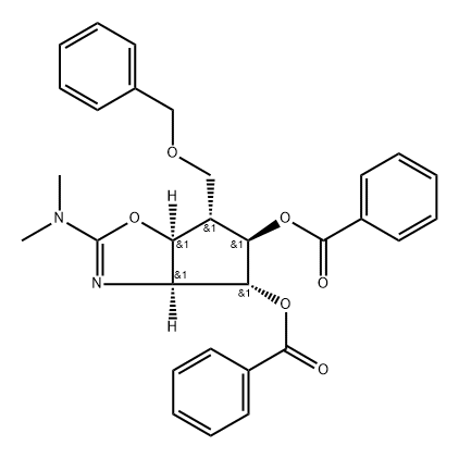 4H-Cyclopentoxazole-4,5-diol, 2-(dimethylamino)-3a,5,6,6a-tetrahydro-6-(phenylmethoxy)methyl-, dibenzoate (ester), 3aS-(3a.alpha.,4.alpha.,5.beta.,6.alpha.,6a.alpha.)-